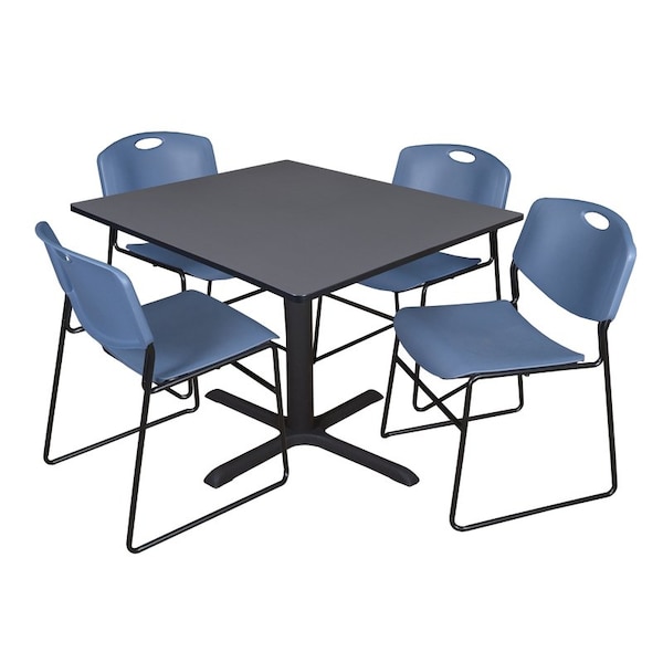 Cain Cain Square Table & Chair Set, Wood, Metal, Polypropylene Top TB4848GY44BE - main